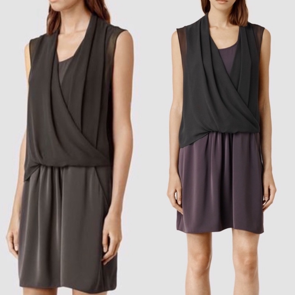 AllSaints Amis Tiered Shift Mini Dress Size 4